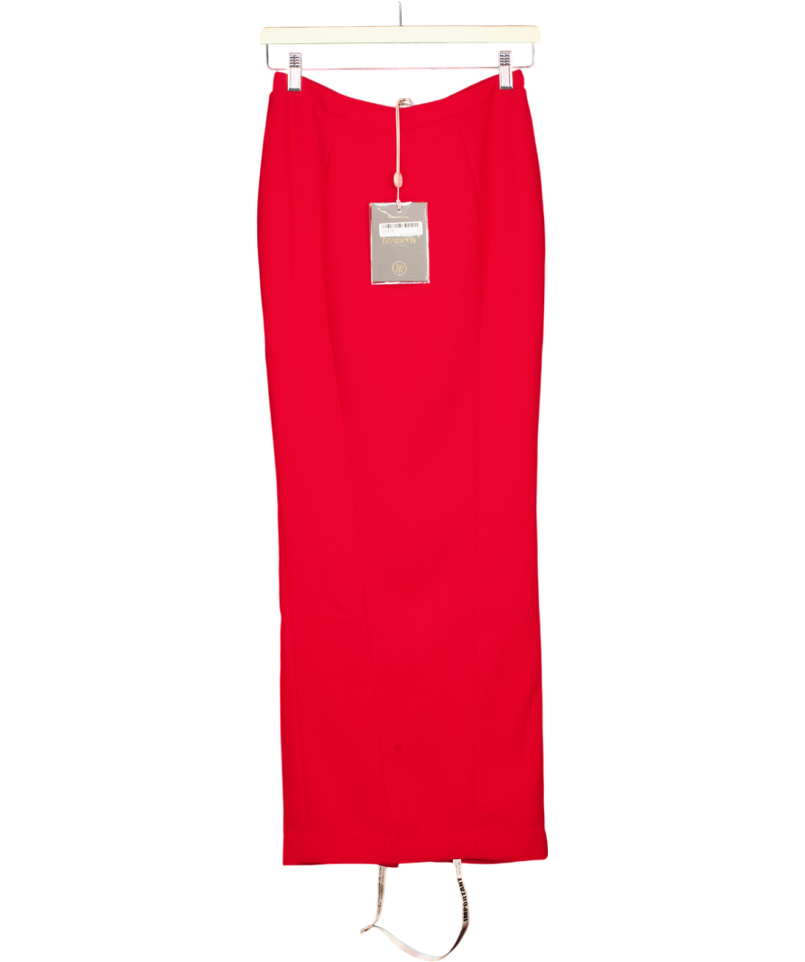 House of CB Red Nayara Split-back Woven Maxi Skirt UK 6