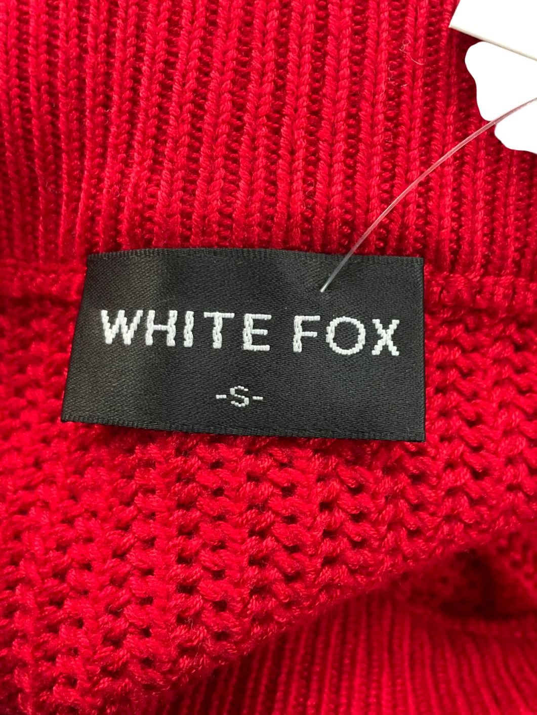 White Fox Red Knitted Mini Skirt With White Stripe UK S