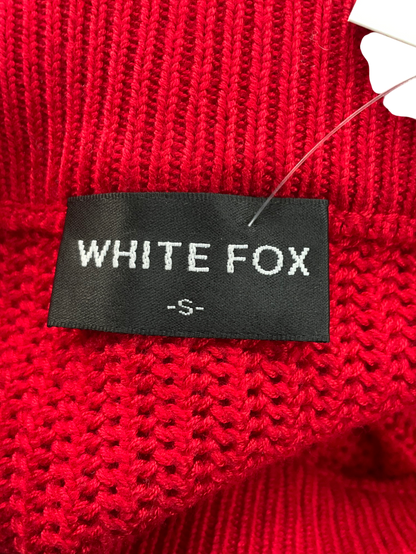 White Fox Red Knitted Mini Skirt With White Stripe UK S