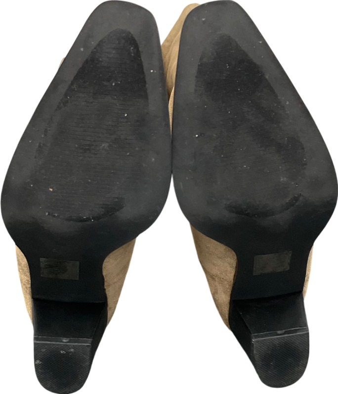 PrettyLittleThing Beige Burnished Pu Square Buckle Detail Ankle Trim Boots UK 6 EU 39 👠