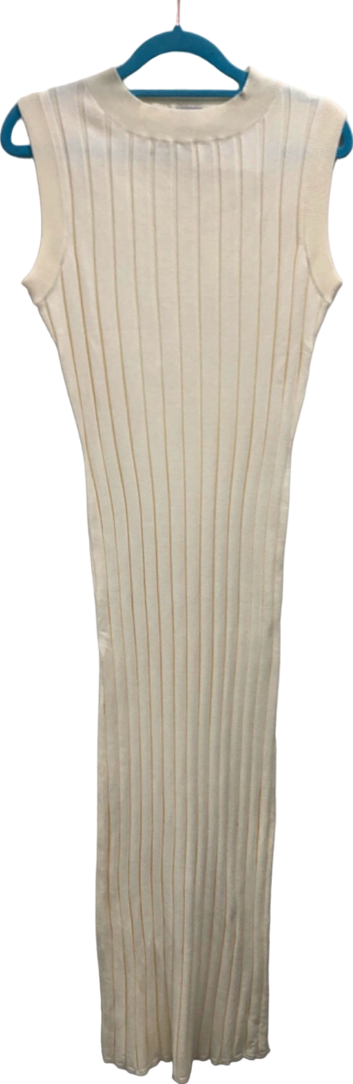 LOUNGE Cream Ribbed Knit Dress XS