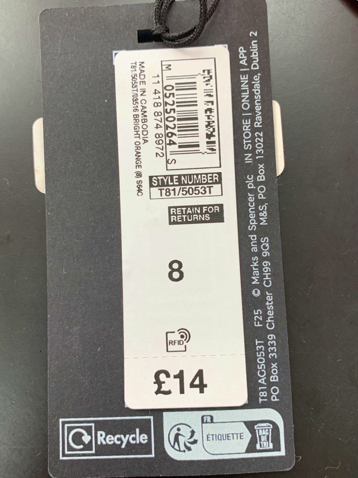 Autograph Orange Thong UK 8