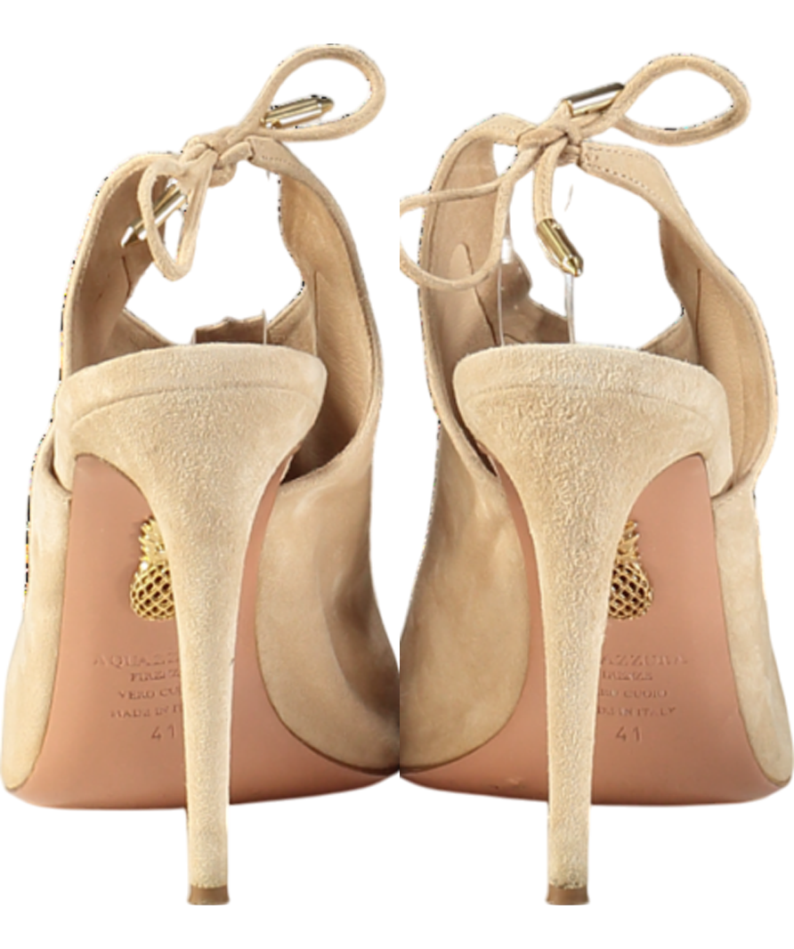 Aquazzura Ami Peep-toe High Heel Sandals In Beige Suede UK 8 EU 41 👠
