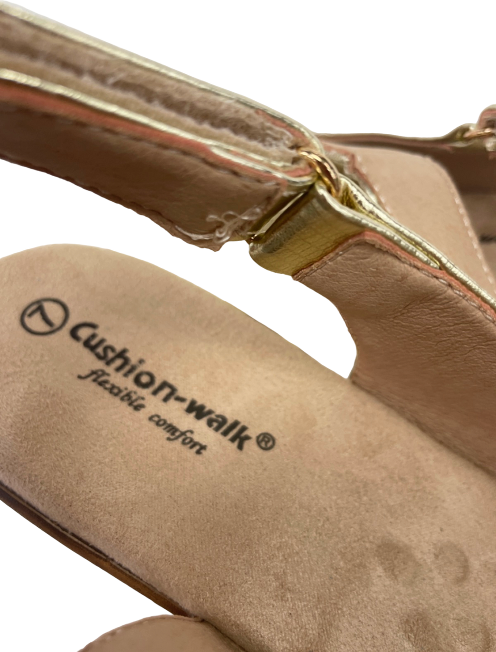 Cushion Walk flexible Comfort padded Gold Wedge Heel Sandals EU 40 UK 7