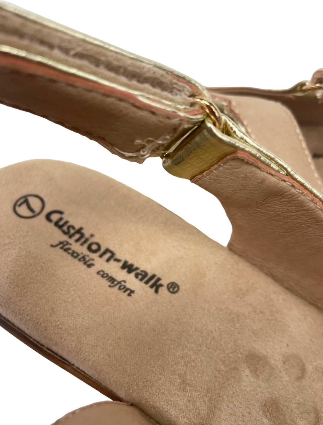 Cushion Walk flexible Comfort padded Gold Wedge Heel Sandals EU 40 UK 7