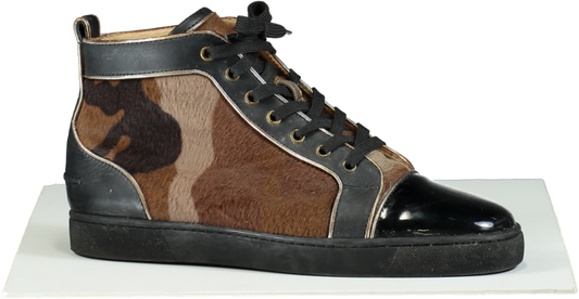 Christian Louboutin Black/Brown Camo High-top Sneakers UK 9