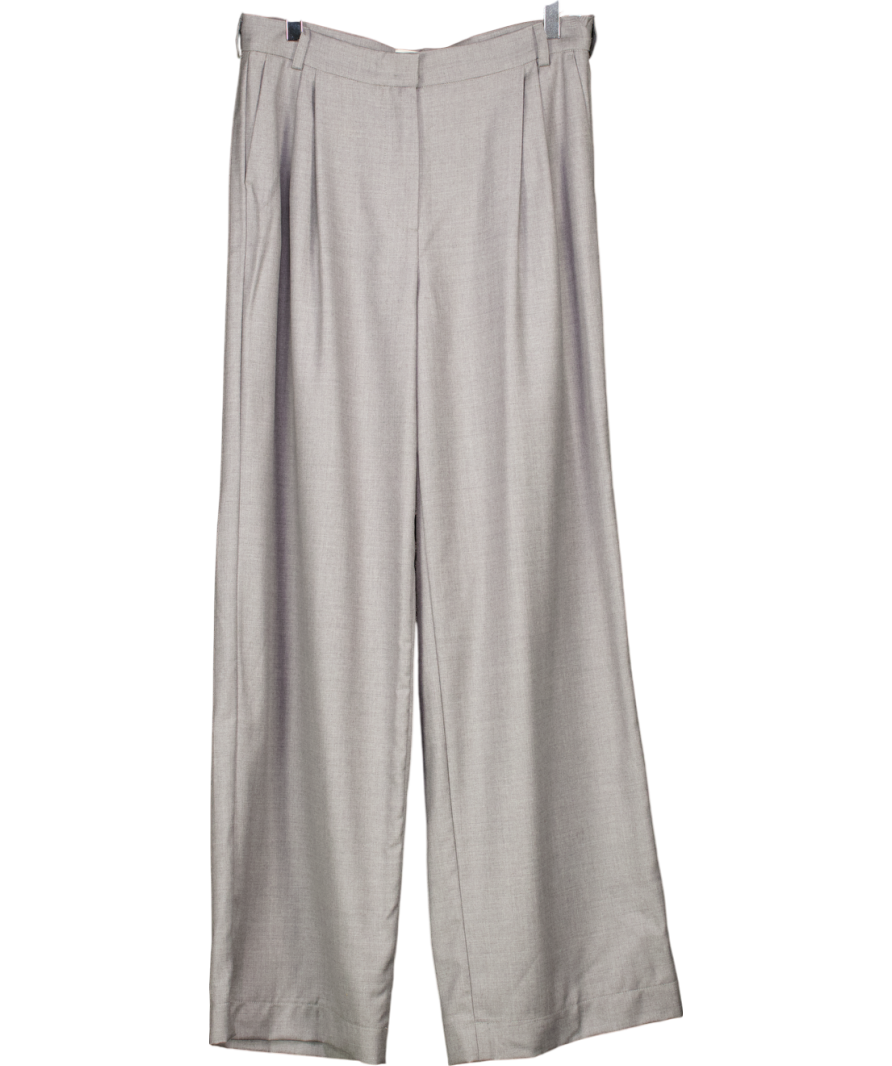 Weekend and Beyond Grey 100% Wool Pleated Trouser UK S