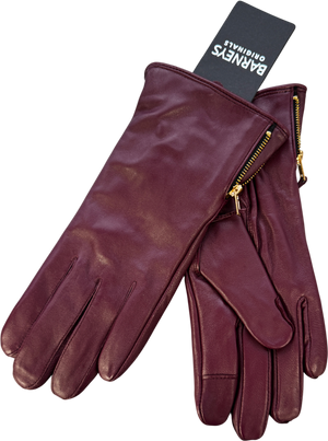 Barneys Originals Burgundy Red Real Leather Touch Screen Gloves UK S/M