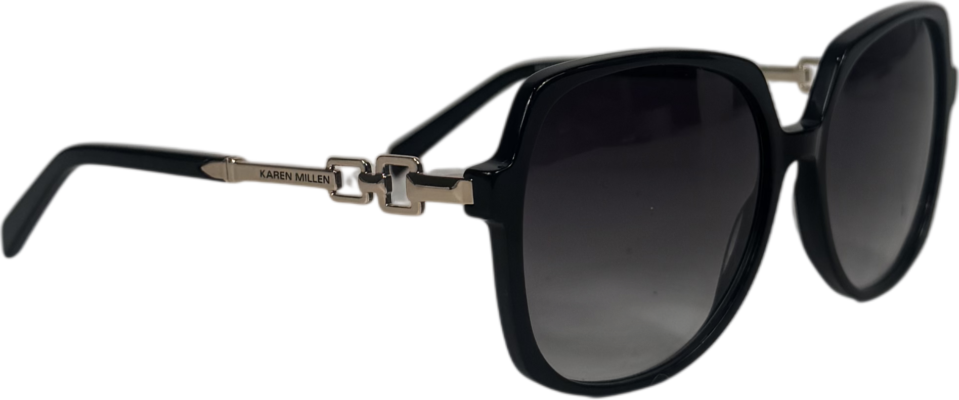 Karen Millen Black Rounded Gold Detail Sunglasses One Size