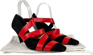 Neous Red And Black Suede Strappy Heels UK 5 EU 38