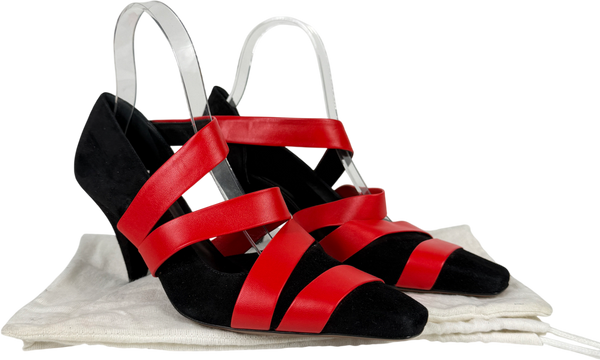 Neous Red And Black Suede Strappy Heels UK 5 EU 38