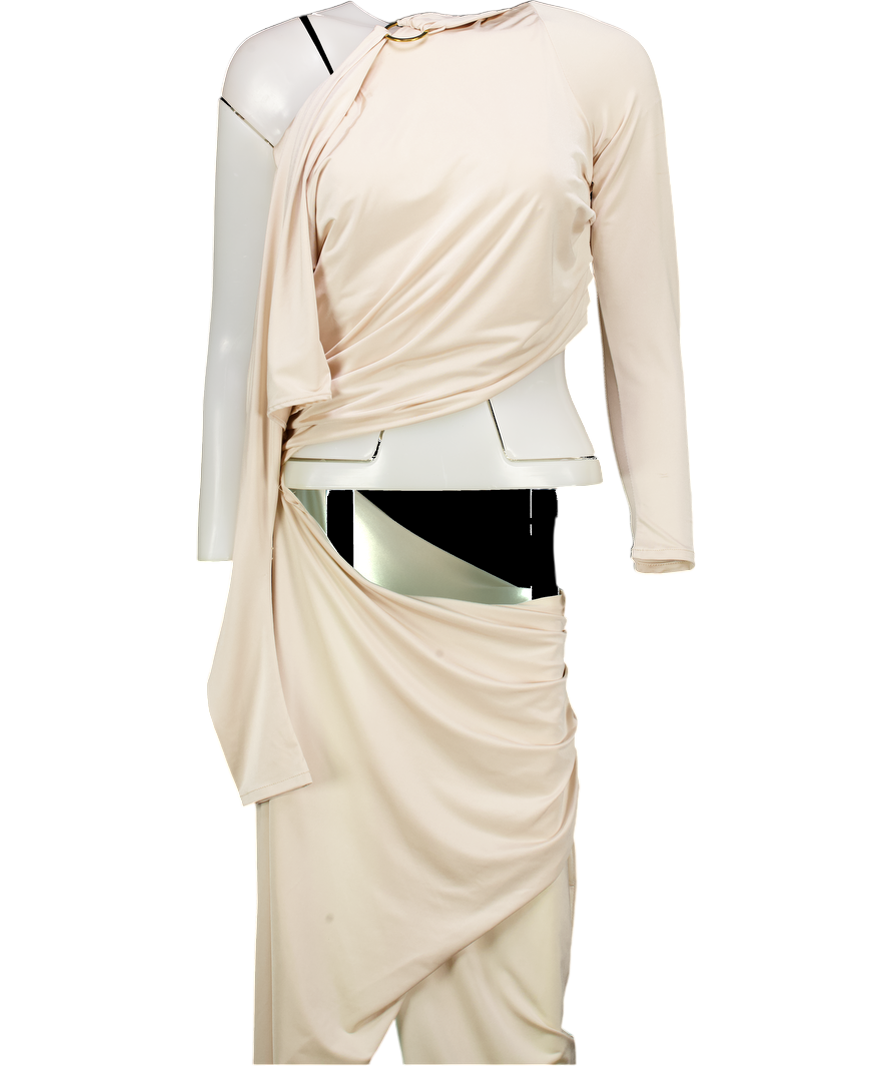 NANA GOTTI Beige Cut Out Midi Dress UK 8