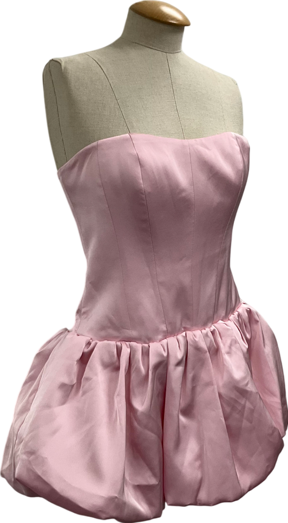 Oh Polly Pink Fabiola Lace Up Bubble Hem Corset Mini Dress UK 10