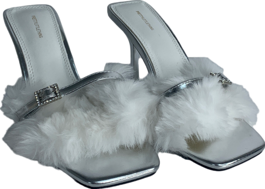 PrettyLittleThing White Faux Fur High Heels UK 3 EU 36 👠