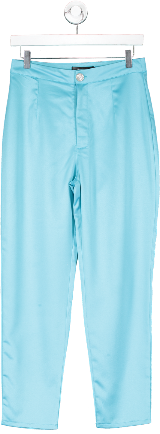 Missguided Turquoise Blue Trousers With Crystal Button Detail UK 10