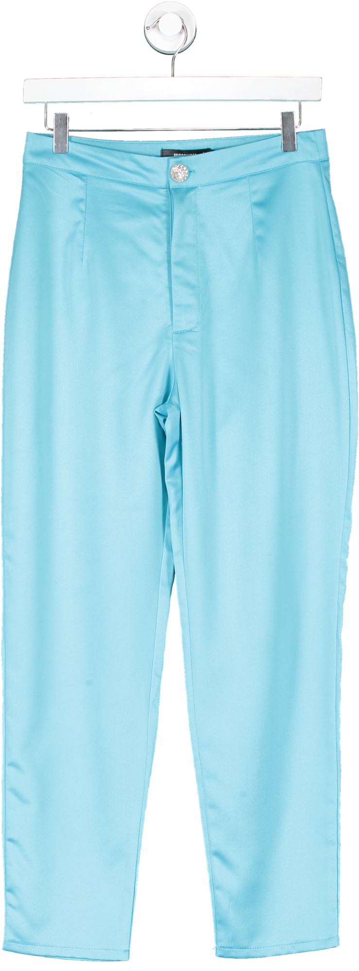 Missguided Turquoise Blue Trousers With Crystal Button Detail UK 10