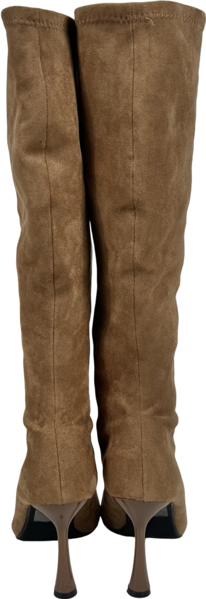 SOSANDAR Beige Camel Faux Suede Knee High Flared Boots UK 6 EU 39 👠