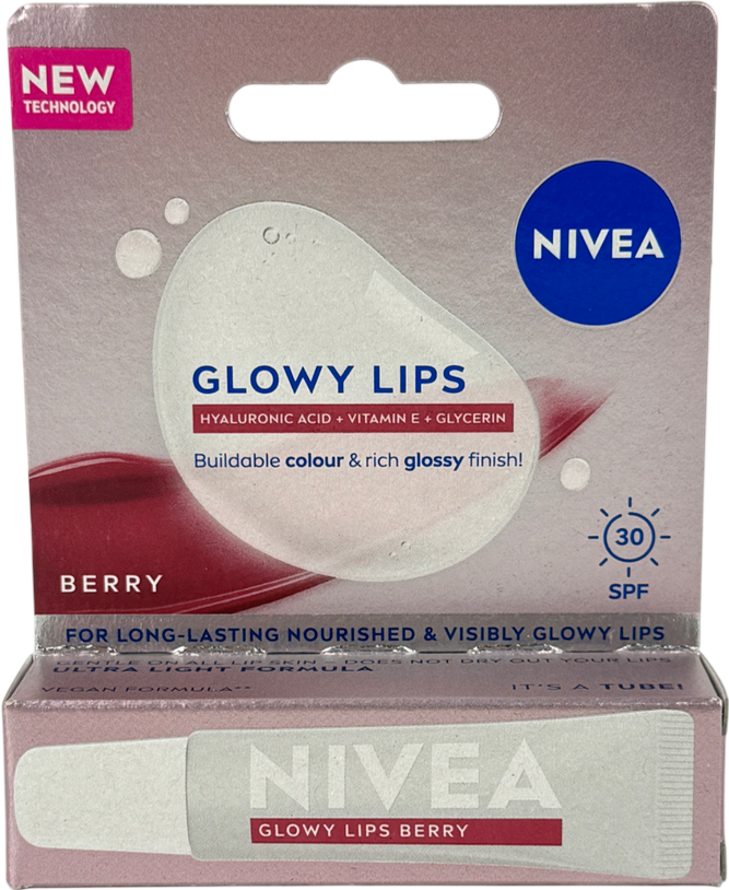NIVEA Lip Hyaluron Glowy Lips Lip Balm Tube Berry 10ml