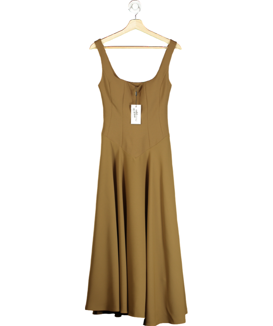 OddMuse Brown The Ultimate Muse Low Waist Square Neck Midi Dress UK S