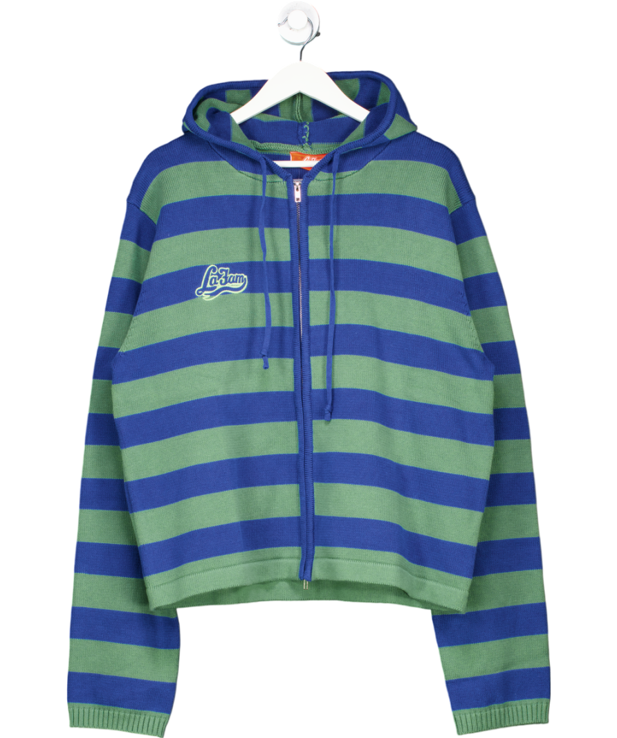 La Fam Green Knitted Striped Hoodie UK XL