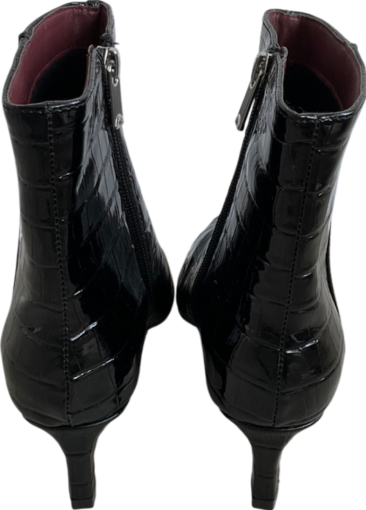 River Island Black Croc Kitten Heel Ankle Boots UK 4 EU 37 👠