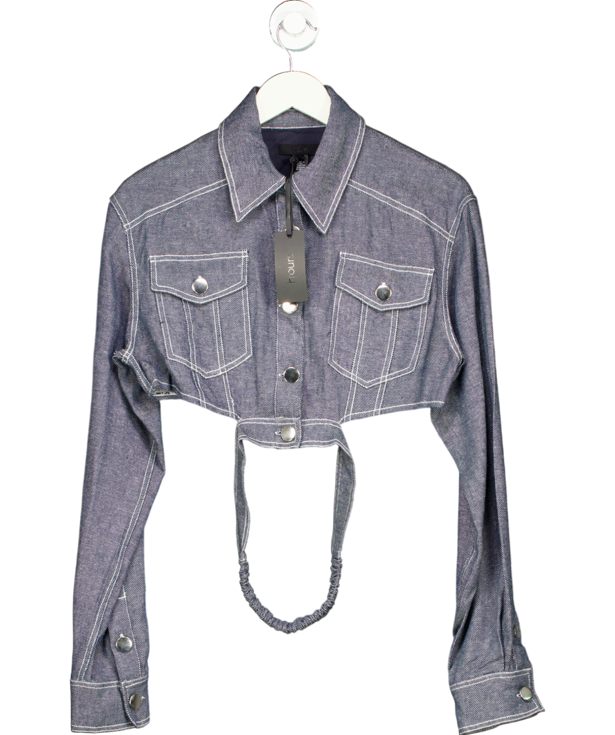 h:ours Blue Cropped Denim Look Jacket UK S
