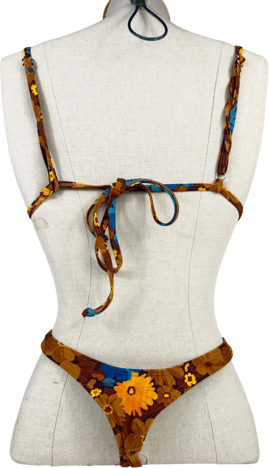 Snrkibr Brown Autumn Blooms Bikini UK XS