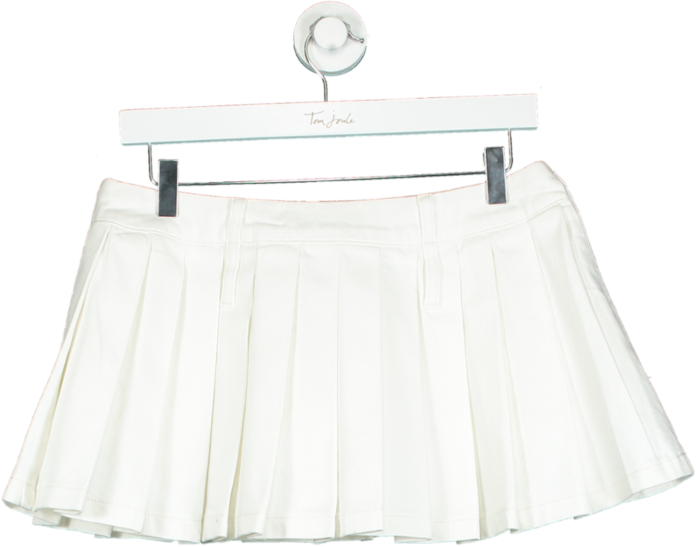 The Frankie Shop Cream Blake Pleated Denim Mini Skirt In White UK S