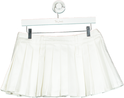 The Frankie Shop Cream Blake Pleated Denim Mini Skirt In White UK S