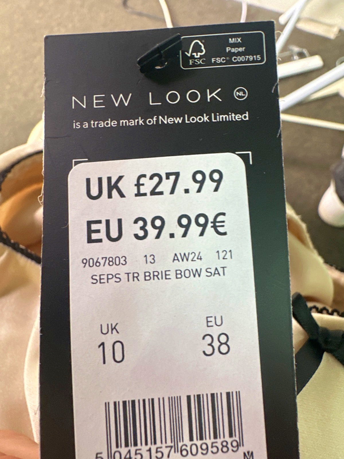 New Look Beige Brie Bow Satin Skirt UK 10