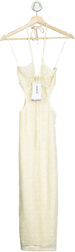 Bershka Cream Lace Cut-Out Dress UK XS