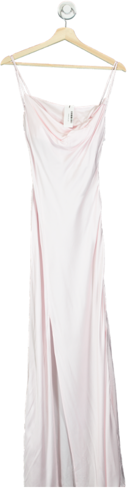 Karen Millen Pale Pink Petite Coto Viscose Satin Draped Strappy Woven Maxi UK 4