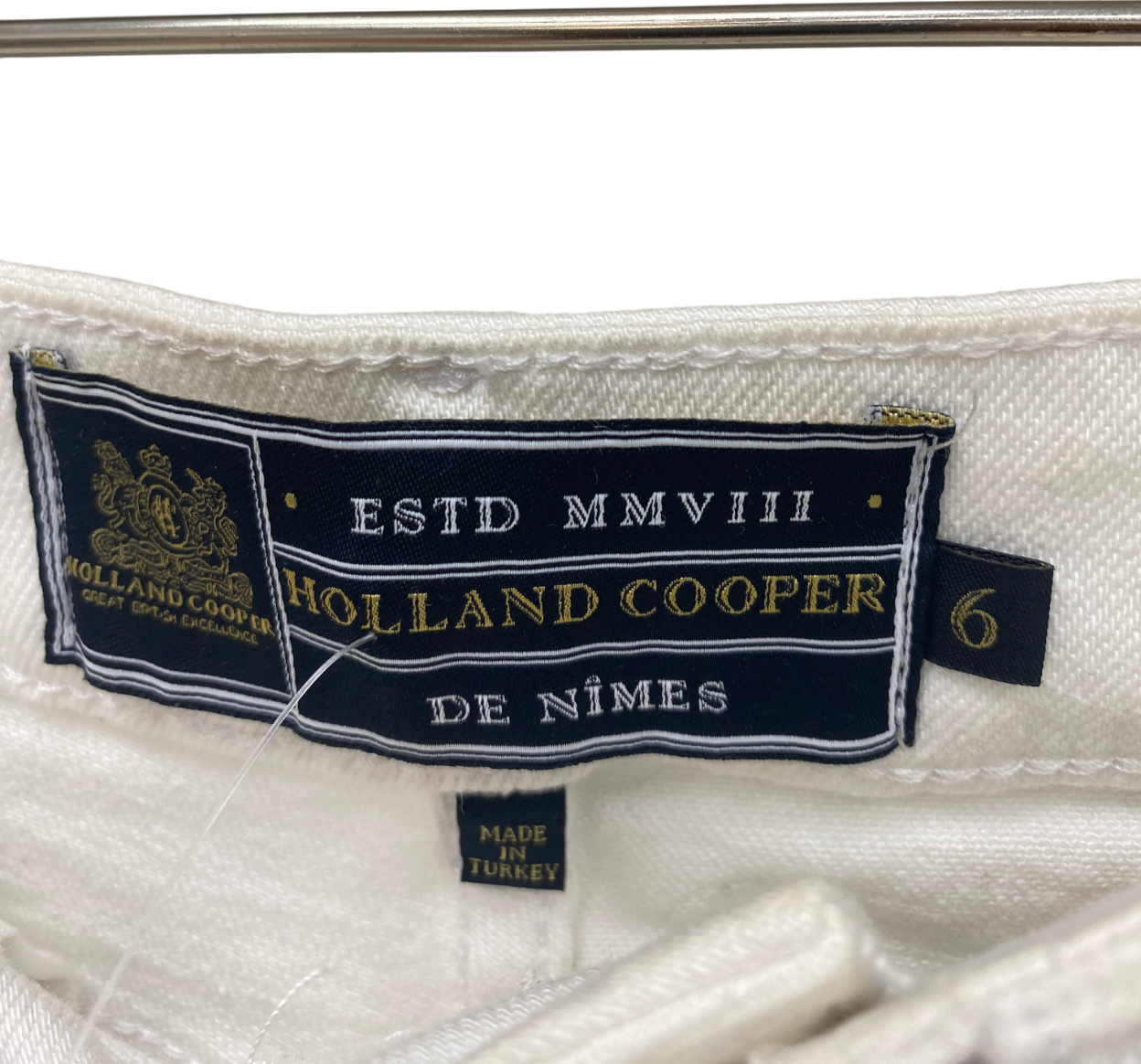 Holland Cooper White High Rise Denim Short UK 6