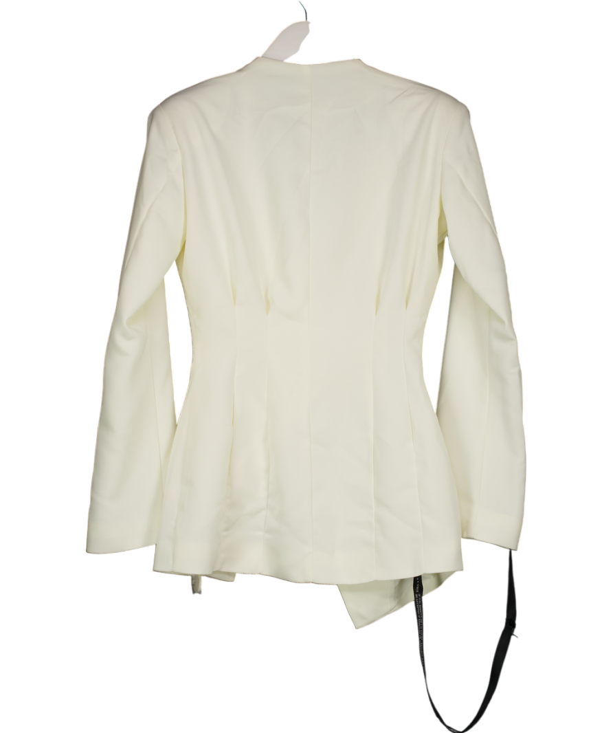 Noughts & Kisses White ROSALIA Cream Collarless Hourglass Blazer UK XS