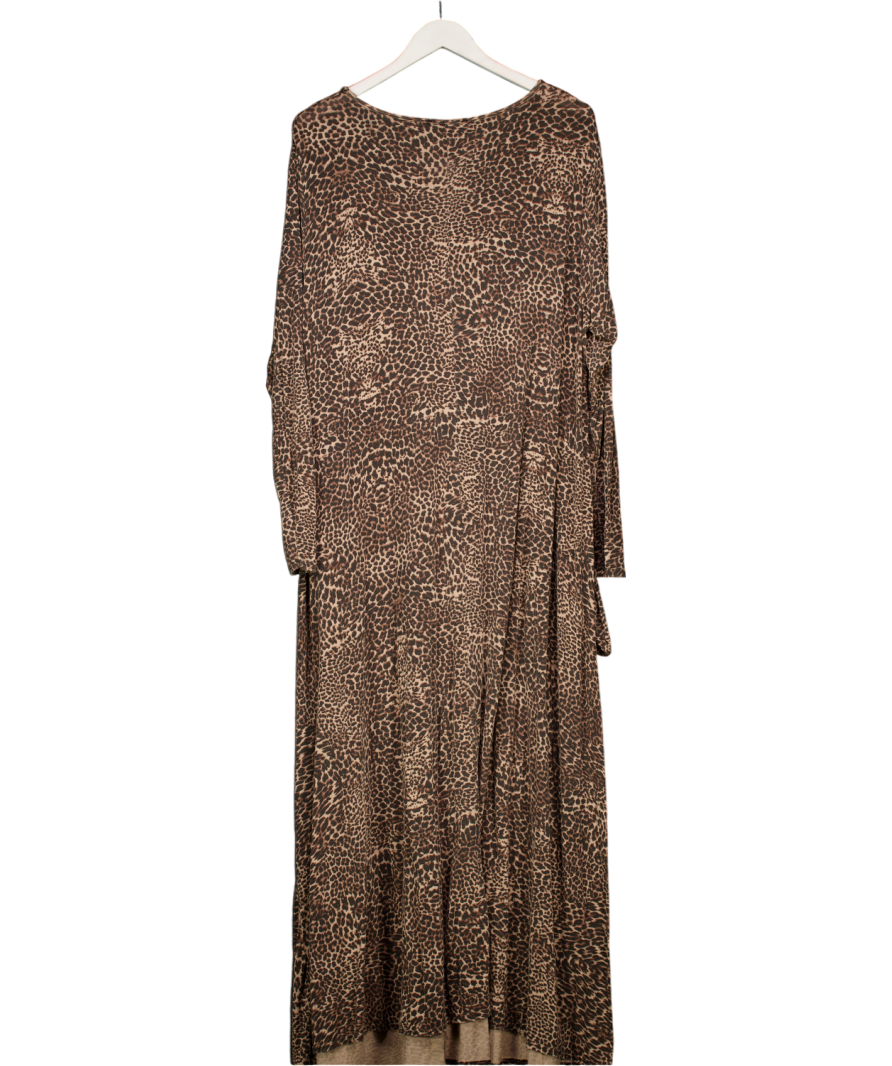 Yours Brown Leopard Long Sleeve Maxi Dress UK 24