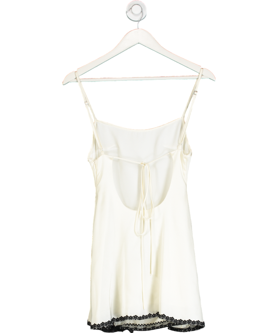 MIXEDGALS Cream / Black Lace Detail Satin Mini Dress UK S