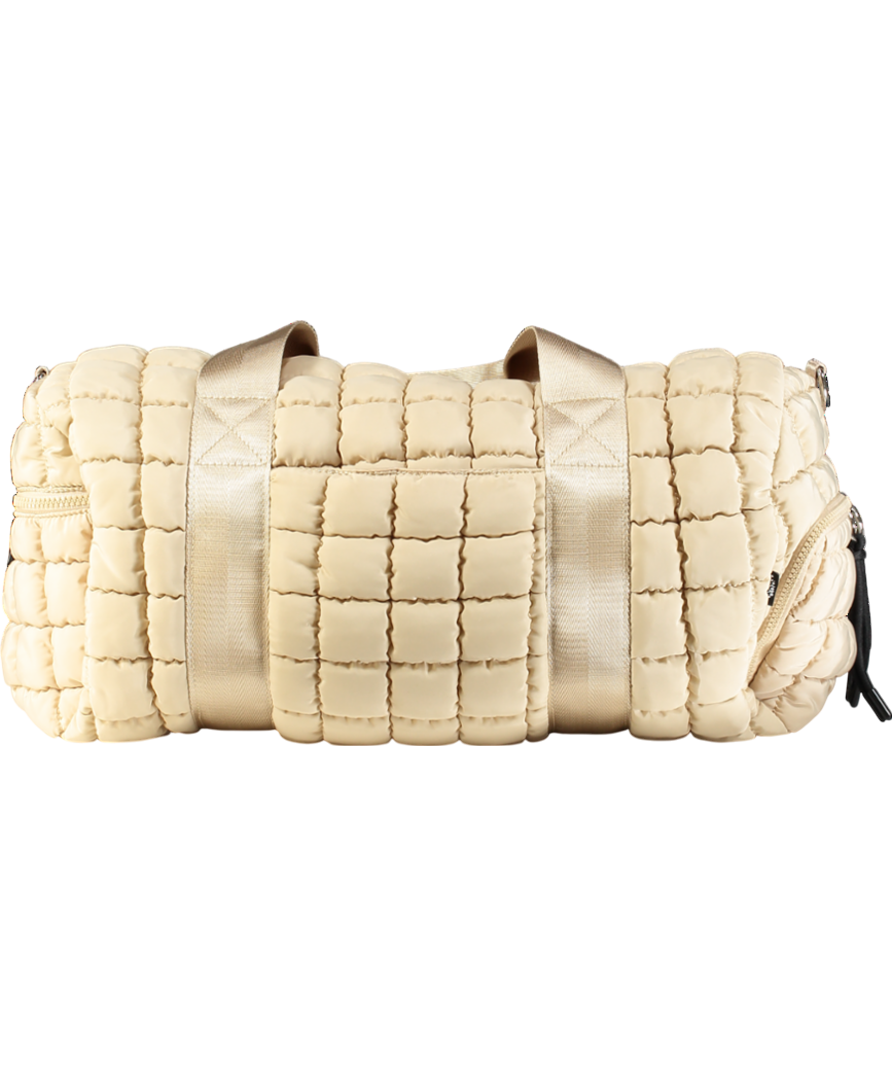 Free People Beige Quilted Duffel Bag