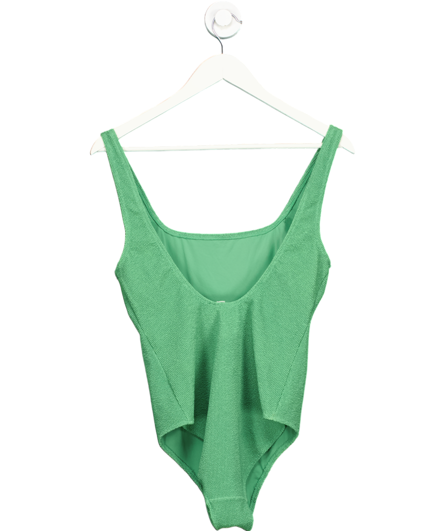 Arket Green Square Neck Crinkle Swimsuit UK 16