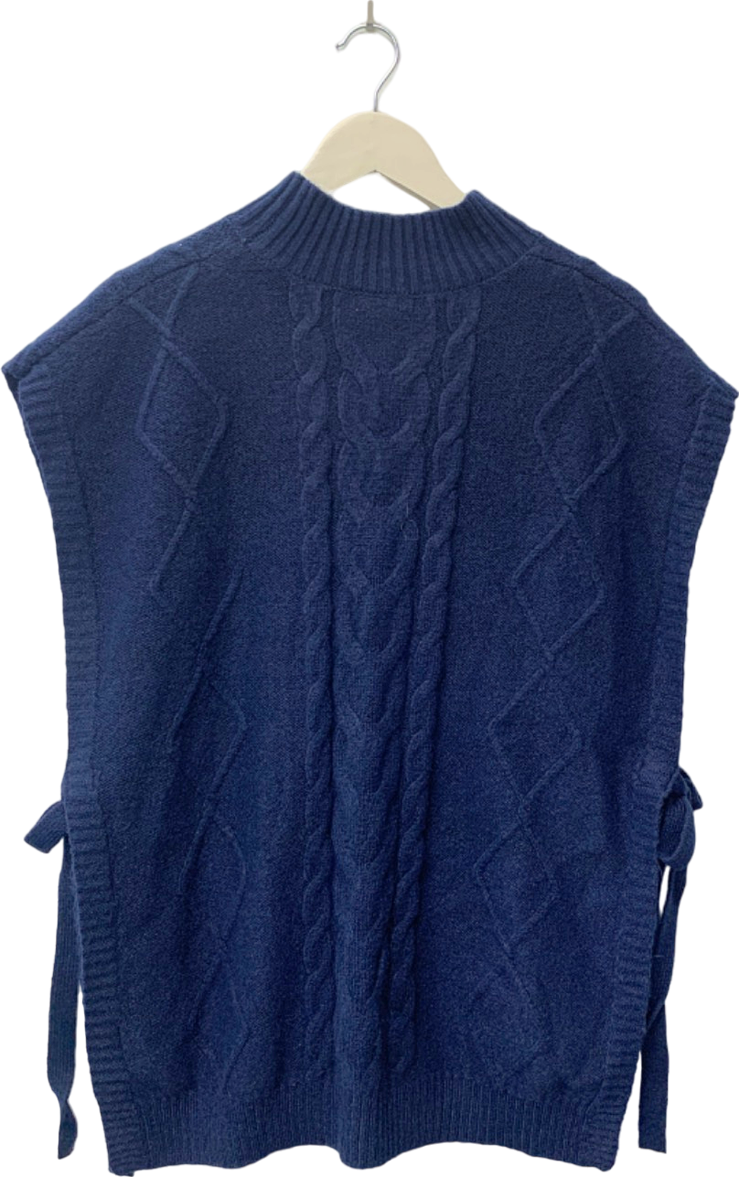 Tu Blue Cable Knit Poncho UK 18