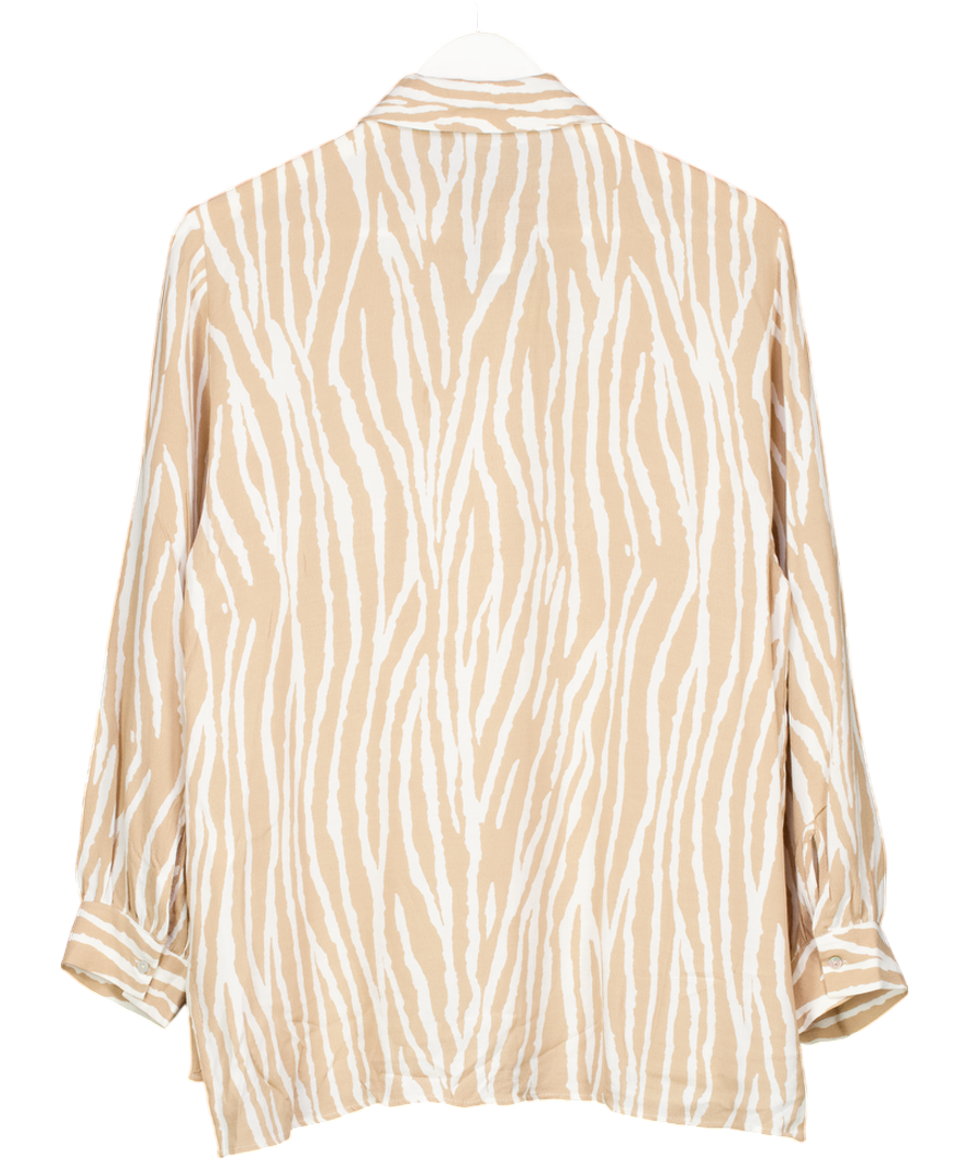 ZARA Beige Zebra Print Button Shirt UK M