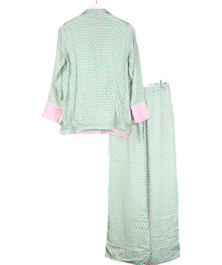 Deeba x Cinta Green Satin Long Pyjama Set UK XS
