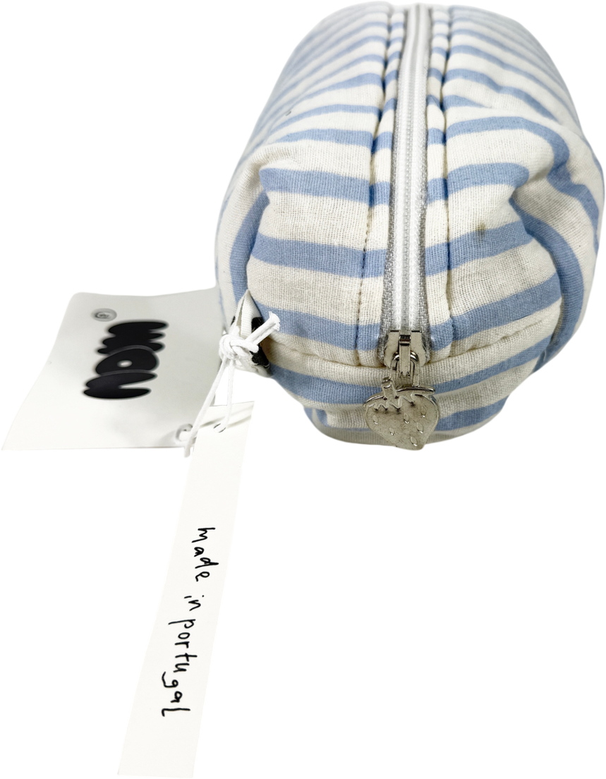 Nom Cosmetic Bag Cream Blue Stripes One Size