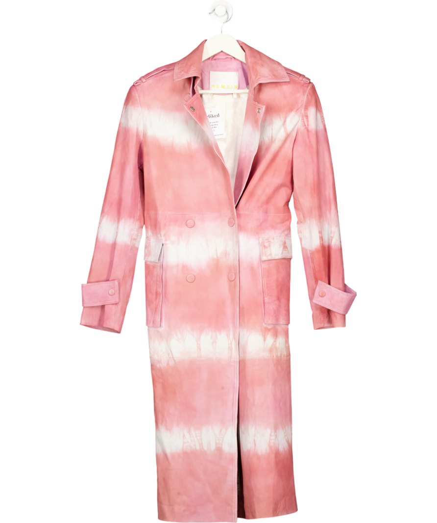 Remain Birger Christensen Pink Pirene Tie Dye Leather Coat UK 10