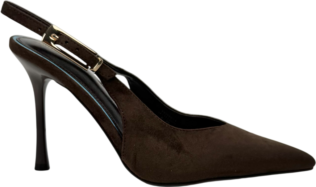 River Island Brown Faux Suede Sling Back Court Heels UK 6 EU 39 👠