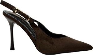 River Island Brown Faux Suede Sling Back Court Heels UK 6 EU 39
