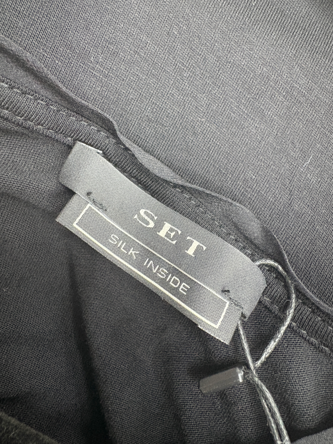 Set Black Zoey 100% Silk Button T-shirt UK 8
