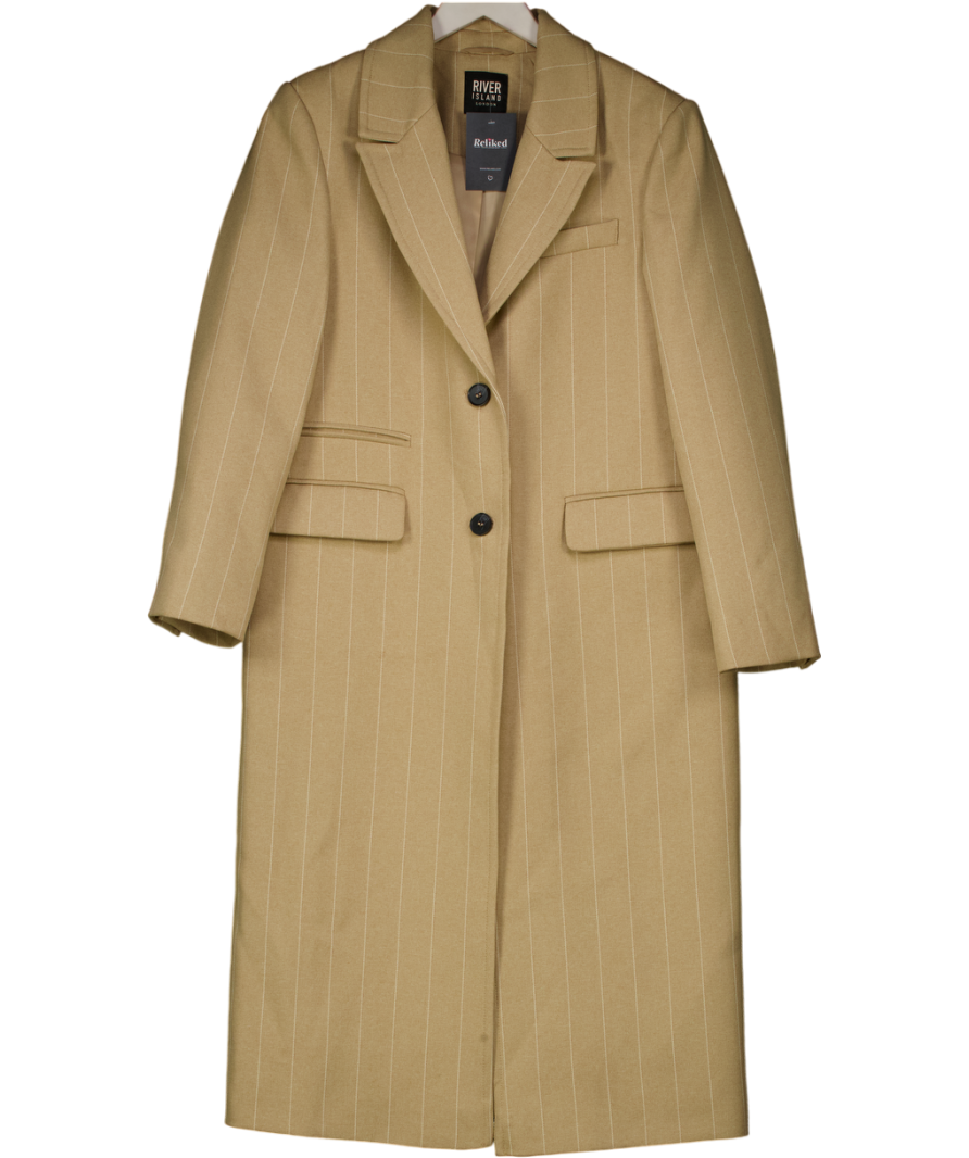River Island Beige Pinstripe Structured Coat UK 12