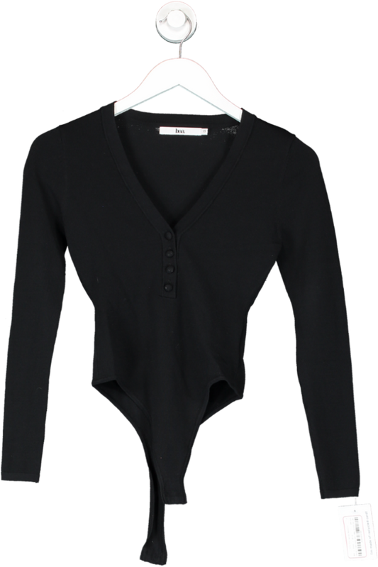 BOA Black Fine Knit Henley Bodysuit UK XS