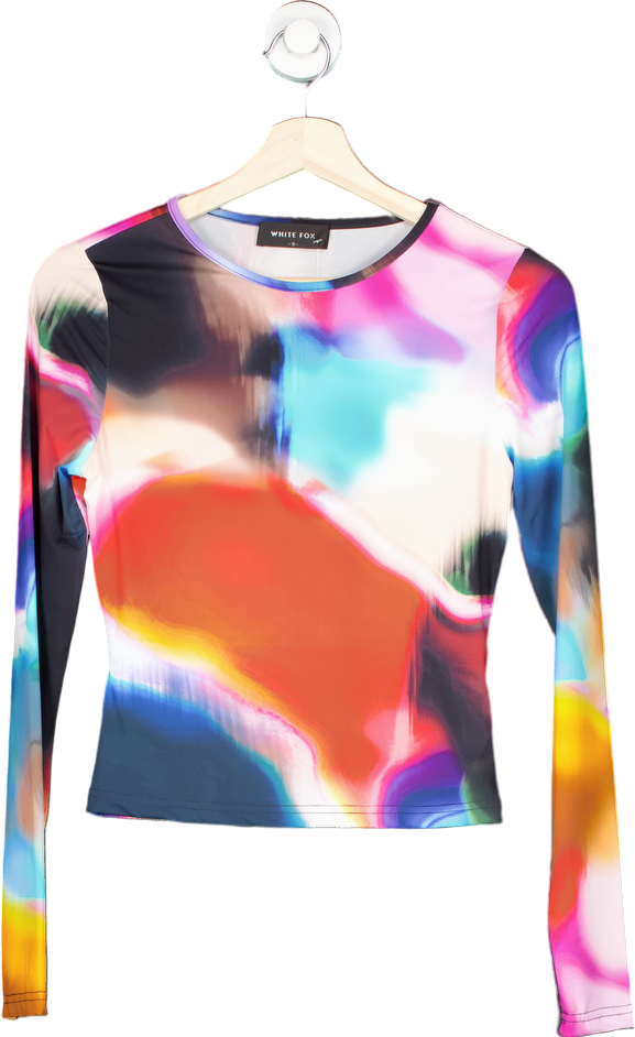White Fox Multicolour Abstract Long Sleeve Top S