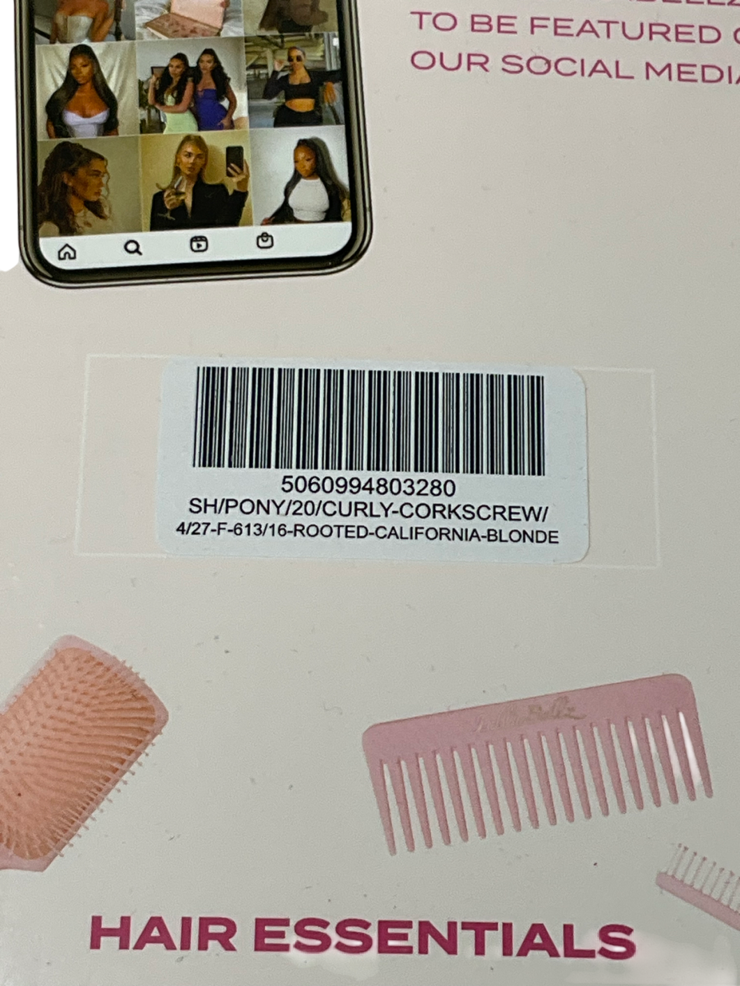 LullaBellz Beige Midi Grande 20" Curly Corkscrew Pony One Size